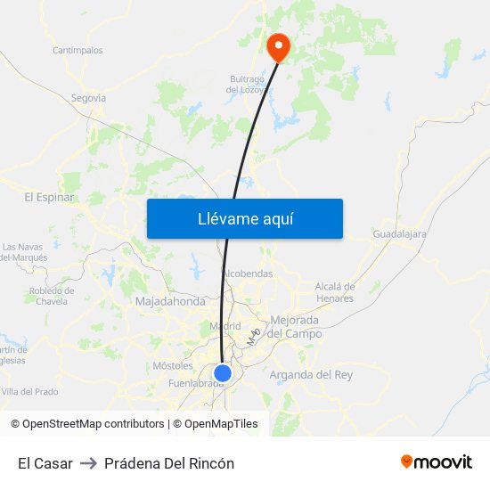 El Casar to Prádena Del Rincón map