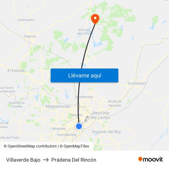 Villaverde Bajo to Prádena Del Rincón map