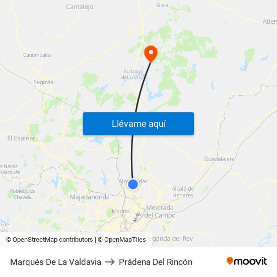 Marqués De La Valdavia to Prádena Del Rincón map