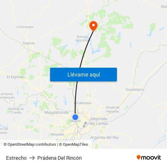 Estrecho to Prádena Del Rincón map