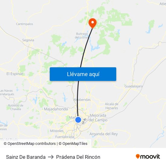 Sainz De Baranda to Prádena Del Rincón map