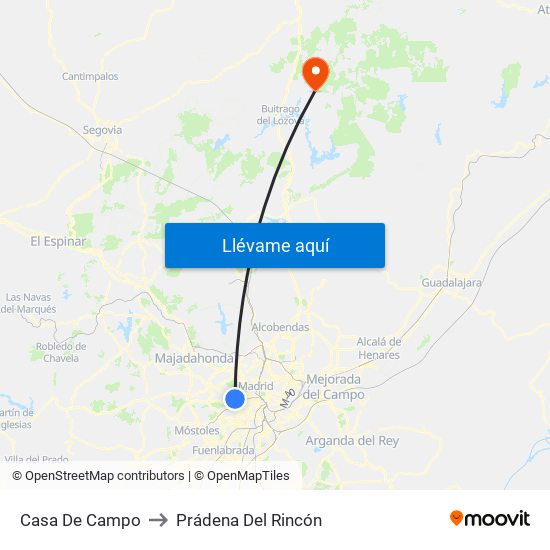 Casa De Campo to Prádena Del Rincón map