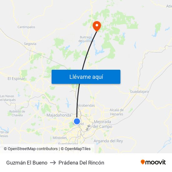 Guzmán El Bueno to Prádena Del Rincón map