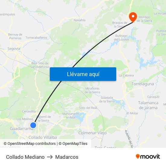 Collado Mediano to Madarcos map