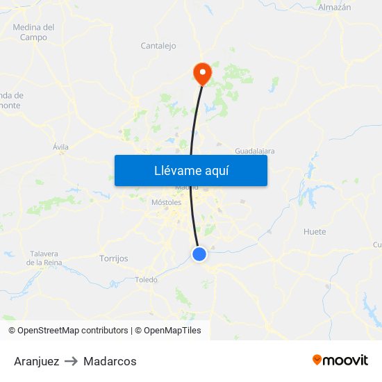 Aranjuez to Madarcos map