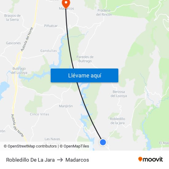 Robledillo De La Jara to Madarcos map