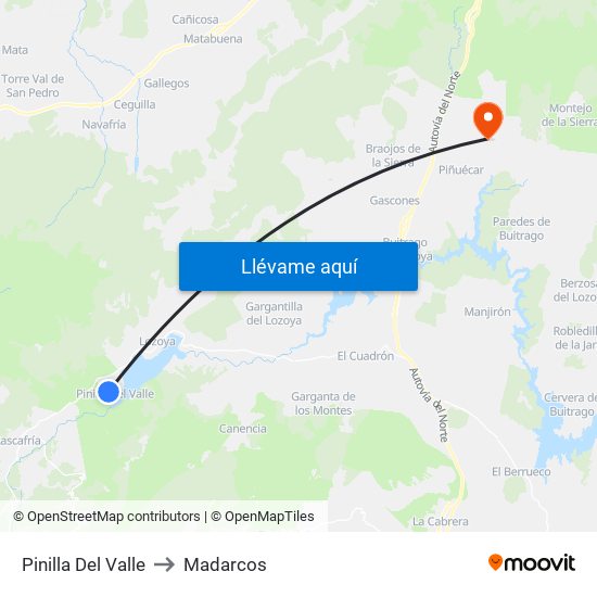 Pinilla Del Valle to Madarcos map