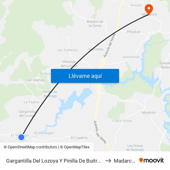 Gargantilla Del Lozoya Y Pinilla De Buitrago to Madarcos map