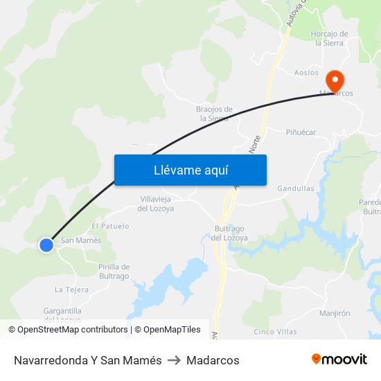 Navarredonda Y San Mamés to Madarcos map