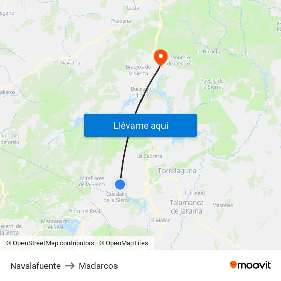 Navalafuente to Madarcos map