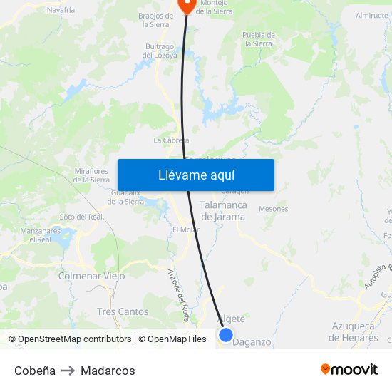 Cobeña to Madarcos map
