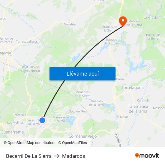 Becerril De La Sierra to Madarcos map
