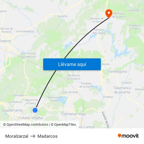 Moralzarzal to Madarcos map
