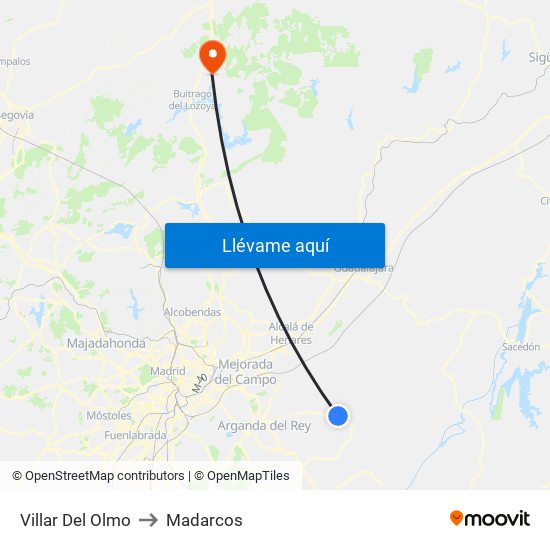 Villar Del Olmo to Madarcos map