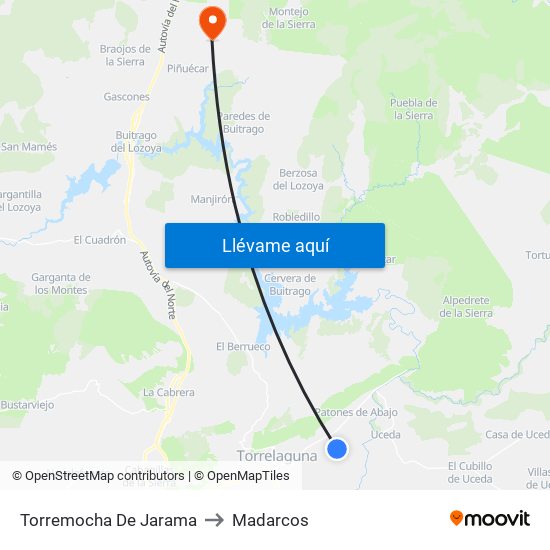 Torremocha De Jarama to Madarcos map