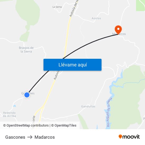 Gascones to Madarcos map