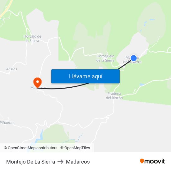 Montejo De La Sierra to Madarcos map