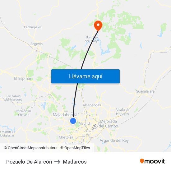 Pozuelo De Alarcón to Madarcos map