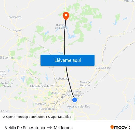 Velilla De San Antonio to Madarcos map