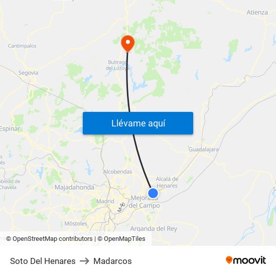 Soto Del Henares to Madarcos map