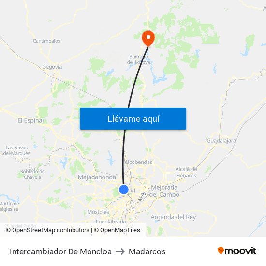 Intercambiador De Moncloa to Madarcos map