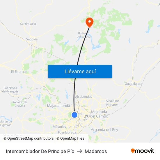 Intercambiador De Príncipe Pío to Madarcos map