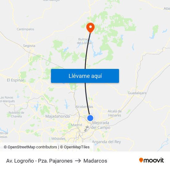 Av. Logroño - Pza. Pajarones to Madarcos map
