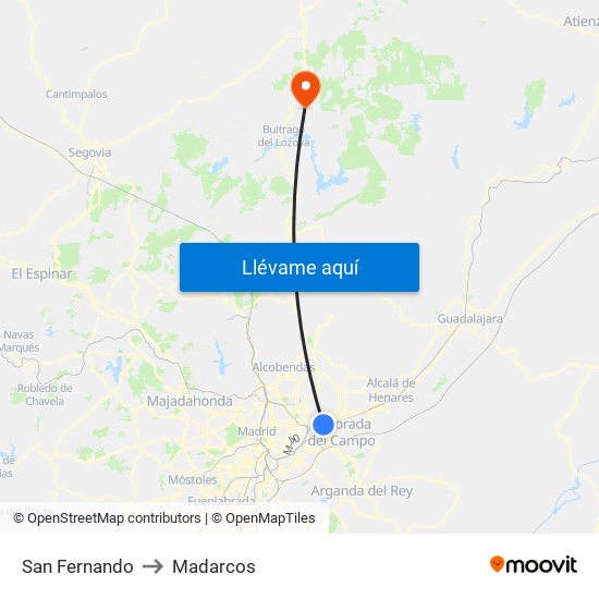 San Fernando to Madarcos map