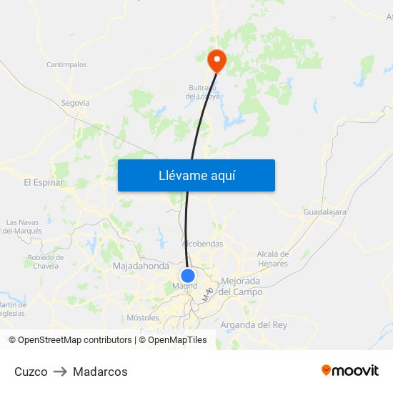 Cuzco to Madarcos map