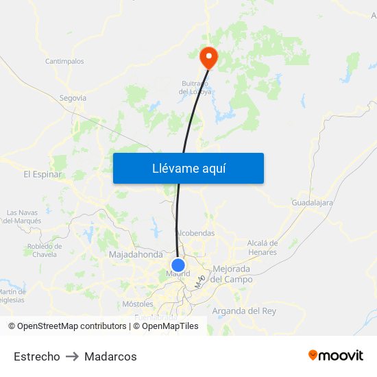 Estrecho to Madarcos map