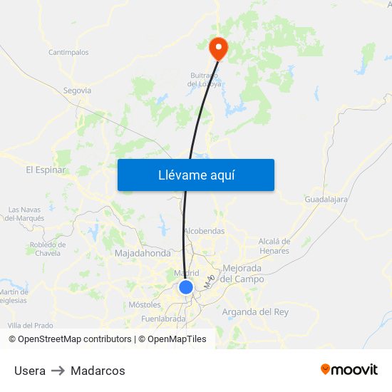 Usera to Madarcos map