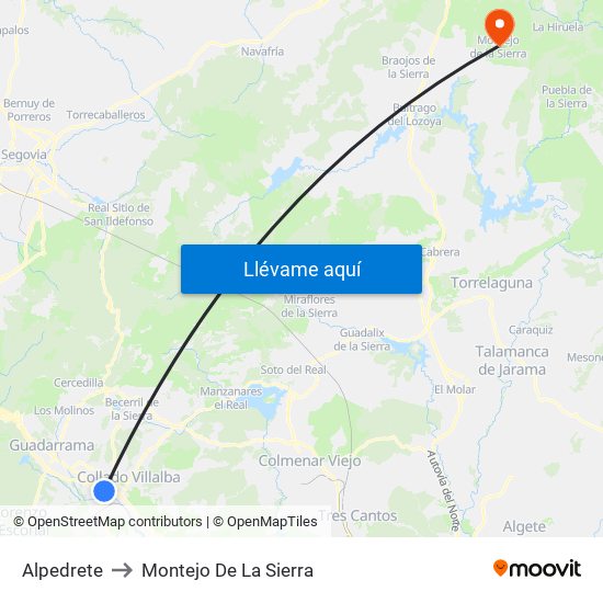 Alpedrete to Montejo De La Sierra map