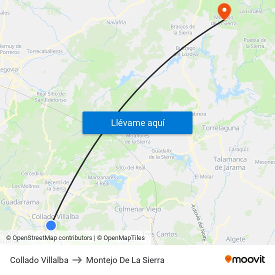 Collado Villalba to Montejo De La Sierra map