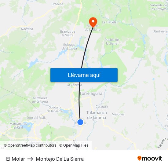 El Molar to Montejo De La Sierra map
