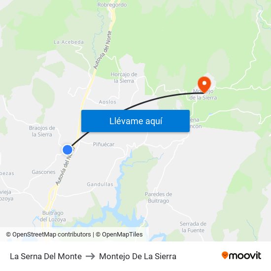 La Serna Del Monte to Montejo De La Sierra map