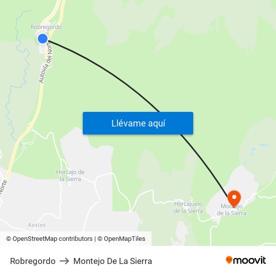 Robregordo to Montejo De La Sierra map