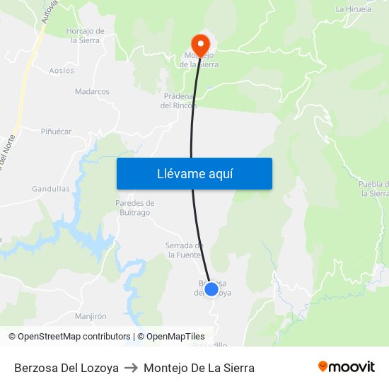 Berzosa Del Lozoya to Montejo De La Sierra map