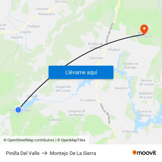 Pinilla Del Valle to Montejo De La Sierra map