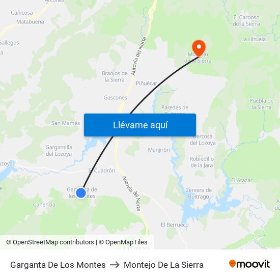 Garganta De Los Montes to Montejo De La Sierra map