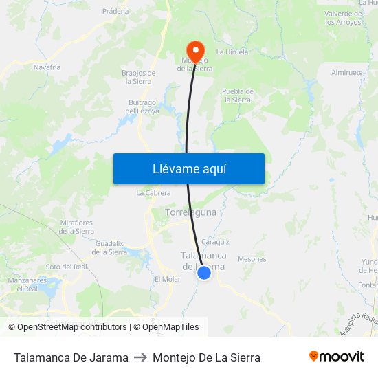Talamanca De Jarama to Montejo De La Sierra map