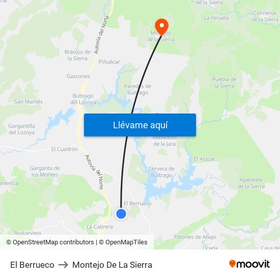 El Berrueco to Montejo De La Sierra map