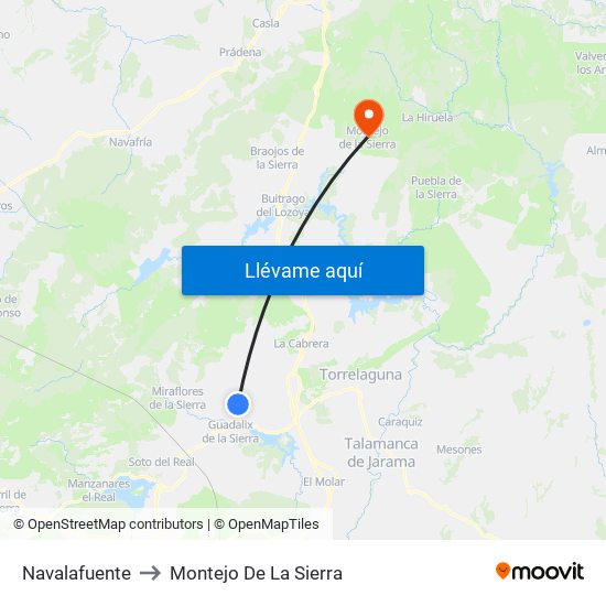 Navalafuente to Montejo De La Sierra map