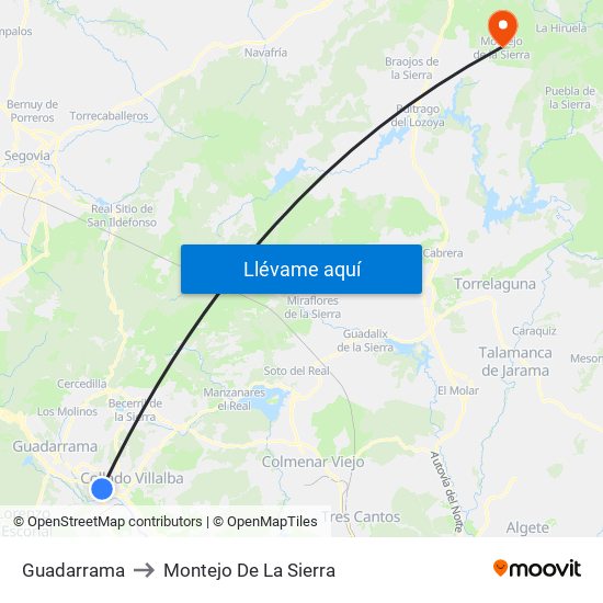 Guadarrama to Montejo De La Sierra map