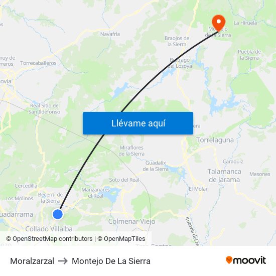 Moralzarzal to Montejo De La Sierra map