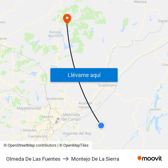 Olmeda De Las Fuentes to Montejo De La Sierra map