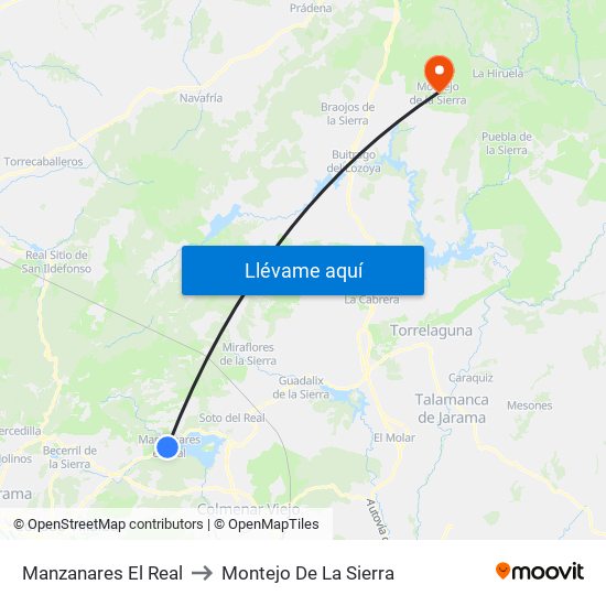 Manzanares El Real to Montejo De La Sierra map