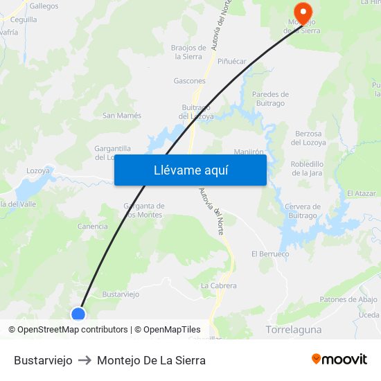 Bustarviejo to Montejo De La Sierra map