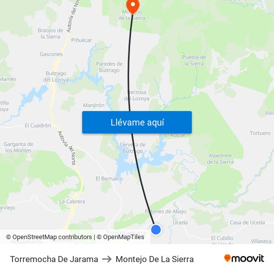 Torremocha De Jarama to Montejo De La Sierra map