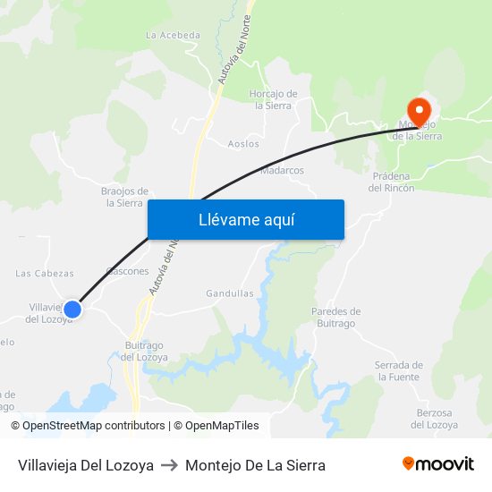 Villavieja Del Lozoya to Montejo De La Sierra map