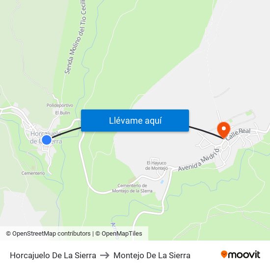 Horcajuelo De La Sierra to Montejo De La Sierra map